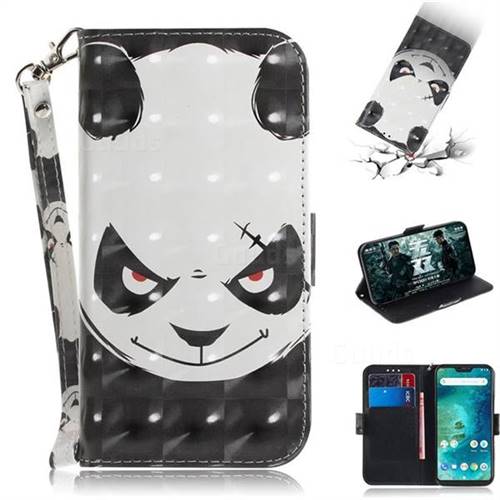 Angry Bear 3D Painted Leather Wallet Phone Case for Xiaomi Mi A2 Lite (Redmi 6 Pro)