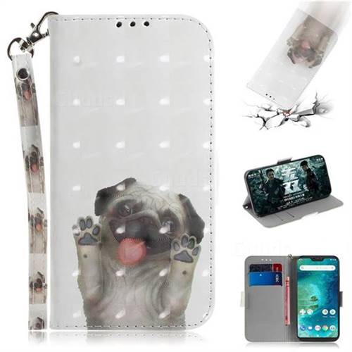 Pug Dog 3D Painted Leather Wallet Phone Case for Xiaomi Mi A2 Lite (Redmi 6 Pro)