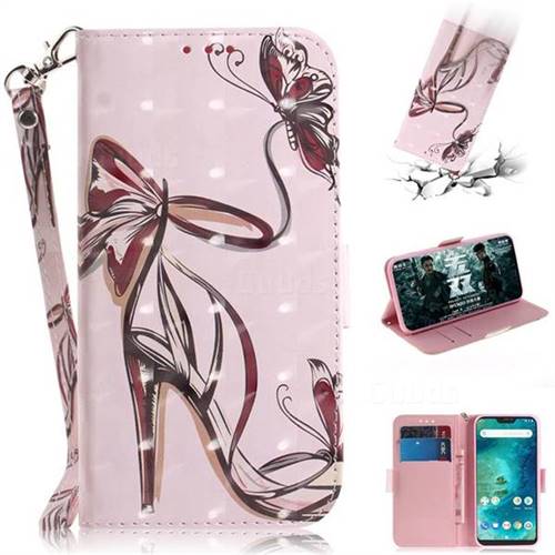 Butterfly High Heels 3D Painted Leather Wallet Phone Case for Xiaomi Mi A2 Lite (Redmi 6 Pro)
