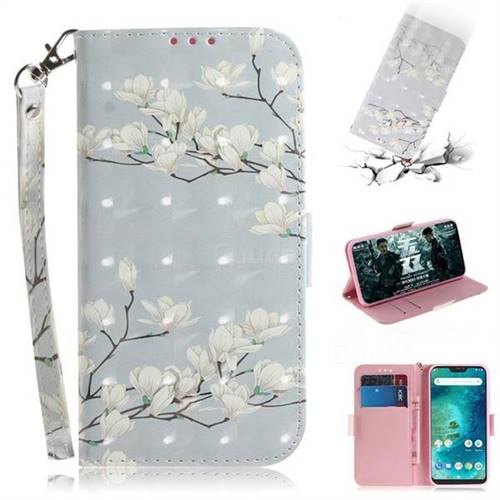 Magnolia Flower 3D Painted Leather Wallet Phone Case for Xiaomi Mi A2 Lite (Redmi 6 Pro)