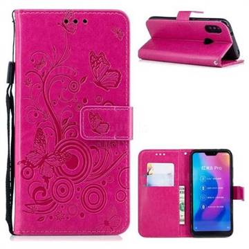 Intricate Embossing Butterfly Circle Leather Wallet Case for Xiaomi Mi A2 Lite (Redmi 6 Pro) - Red
