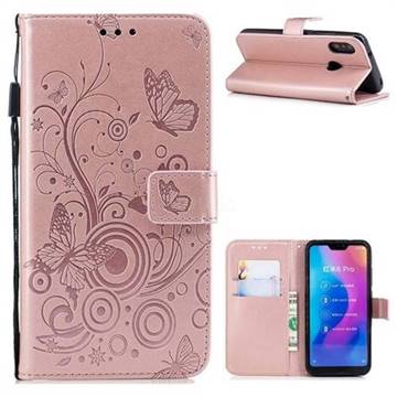 Intricate Embossing Butterfly Circle Leather Wallet Case for Xiaomi Mi A2 Lite (Redmi 6 Pro) - Rose Gold