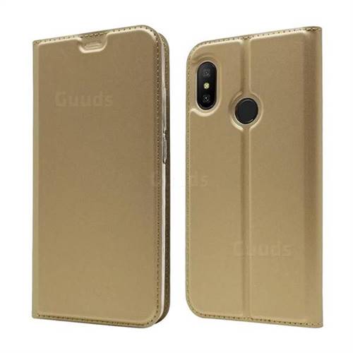 Ultra Slim Card Magnetic Automatic Suction Leather Wallet Case for Xiaomi Mi A2 Lite (Redmi 6 Pro) - Champagne