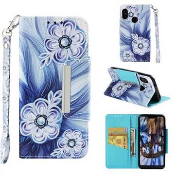 Button Flower Big Metal Buckle PU Leather Wallet Phone Case for Xiaomi Mi A2 Lite (Redmi 6 Pro)