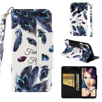Peacock Feather Big Metal Buckle PU Leather Wallet Phone Case for Xiaomi Mi A2 Lite (Redmi 6 Pro)