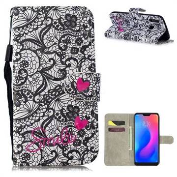 Lace Flower 3D Painted Leather Wallet Phone Case for Xiaomi Mi A2 Lite (Redmi 6 Pro)