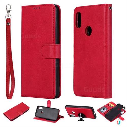 Retro Greek Detachable Magnetic PU Leather Wallet Phone Case for Xiaomi Mi A2 Lite (Redmi 6 Pro) - Red