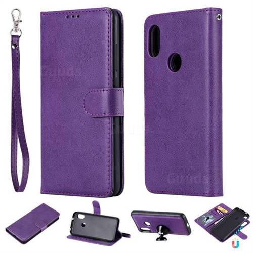 Retro Greek Detachable Magnetic PU Leather Wallet Phone Case for Xiaomi Mi A2 Lite (Redmi 6 Pro) - Purple
