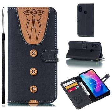 Ladies Bow Clothes Pattern Leather Wallet Phone Case for Xiaomi Mi A2 Lite (Redmi 6 Pro) - Black