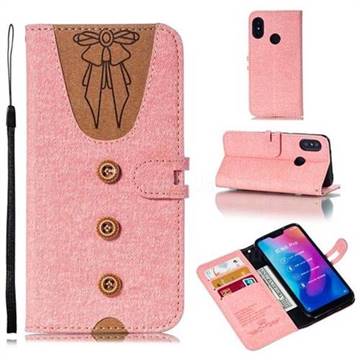 Ladies Bow Clothes Pattern Leather Wallet Phone Case for Xiaomi Mi A2 Lite (Redmi 6 Pro) - Pink