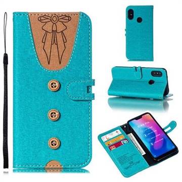 Ladies Bow Clothes Pattern Leather Wallet Phone Case for Xiaomi Mi A2 Lite (Redmi 6 Pro) - Green