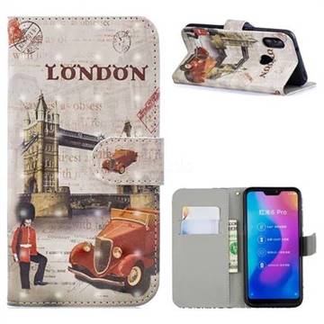 Retro London 3D Painted Leather Phone Wallet Case for Xiaomi Mi A2 Lite (Redmi 6 Pro)
