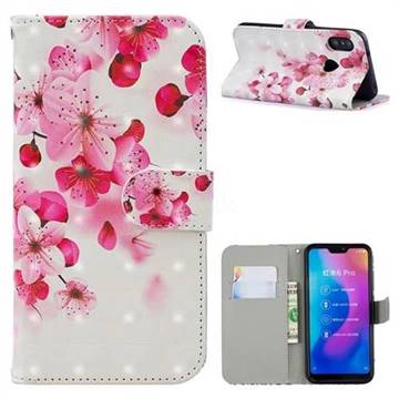 Red Flower 3D Painted Leather Phone Wallet Case for Xiaomi Mi A2 Lite (Redmi 6 Pro)