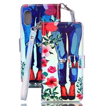 Jeans Flower Blue Ray Light PU Leather Wallet Case for Xiaomi Mi A2 Lite (Redmi 6 Pro)