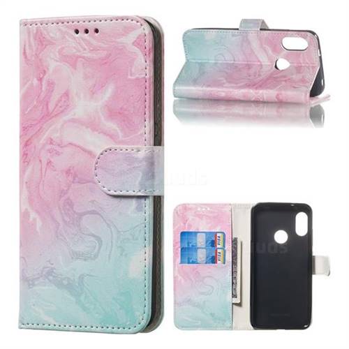 Pink Green Marble PU Leather Wallet Case for Xiaomi Mi A2 Lite (Redmi 6 Pro)