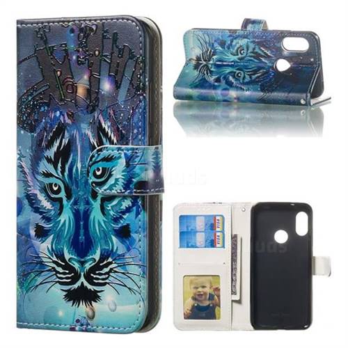 Ice Wolf 3D Relief Oil PU Leather Wallet Case for Xiaomi Mi A2 Lite (Redmi 6 Pro)
