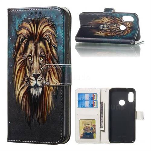 Ice Lion 3D Relief Oil PU Leather Wallet Case for Xiaomi Mi A2 Lite (Redmi 6 Pro)