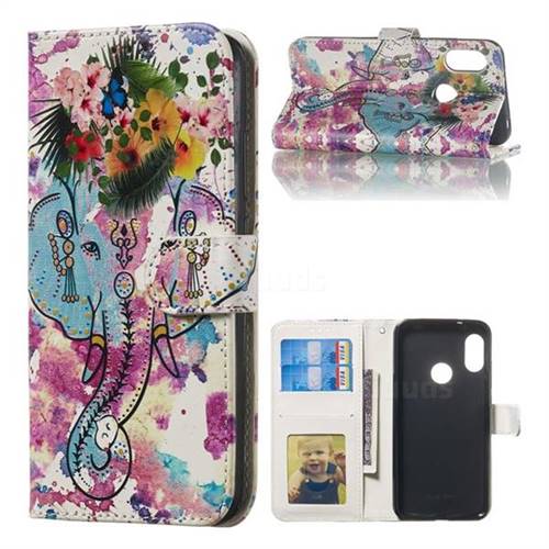 Flower Elephant 3D Relief Oil PU Leather Wallet Case for Xiaomi Mi A2 Lite (Redmi 6 Pro)