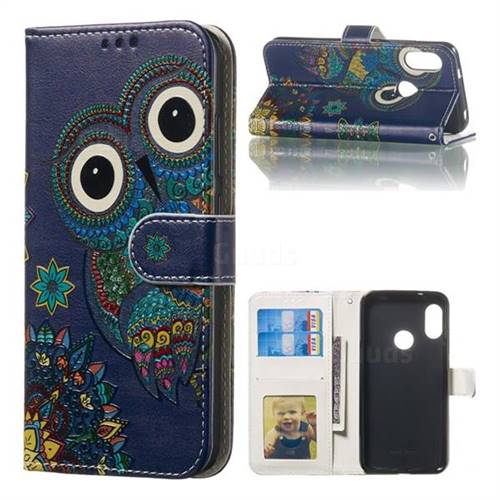 Folk Owl 3D Relief Oil PU Leather Wallet Case for Xiaomi Mi A2 Lite (Redmi 6 Pro)