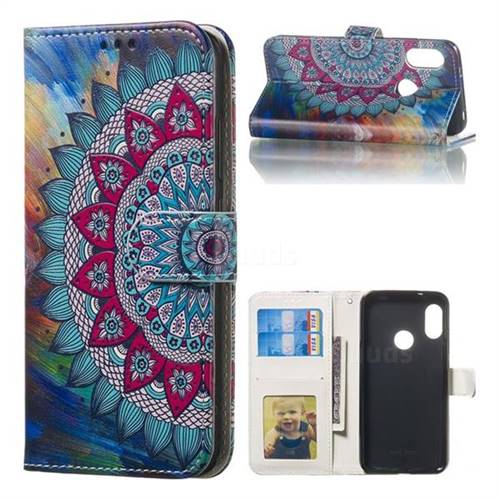 Mandala Flower 3D Relief Oil PU Leather Wallet Case for Xiaomi Mi A2 Lite (Redmi 6 Pro)