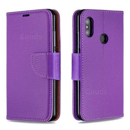 Classic Luxury Litchi Leather Phone Wallet Case for Xiaomi Mi A2 Lite (Redmi 6 Pro) - Purple