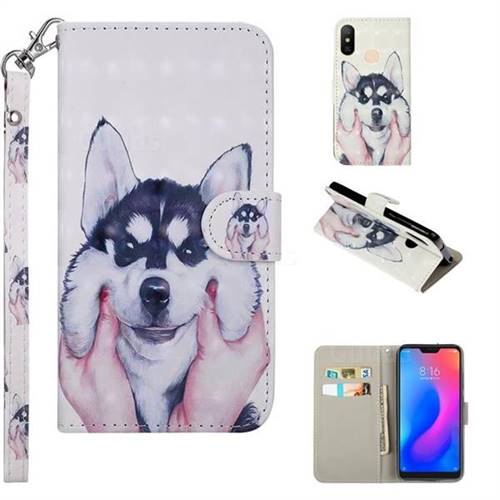 Husky Dog 3D Painted Leather Phone Wallet Case Cover for Xiaomi Mi A2 Lite (Redmi 6 Pro)