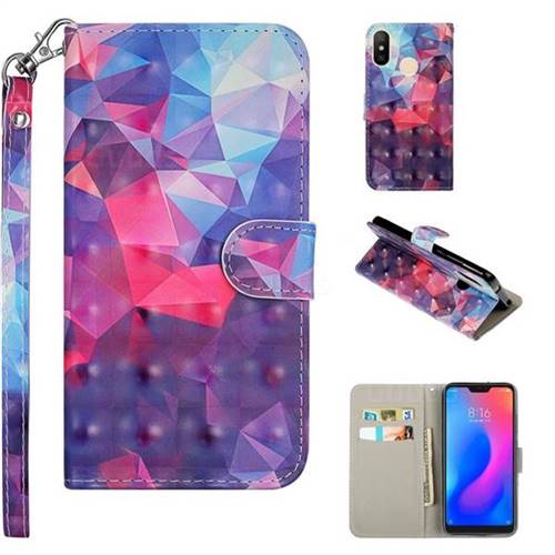 Colored Diamond 3D Painted Leather Phone Wallet Case Cover for Xiaomi Mi A2 Lite (Redmi 6 Pro)