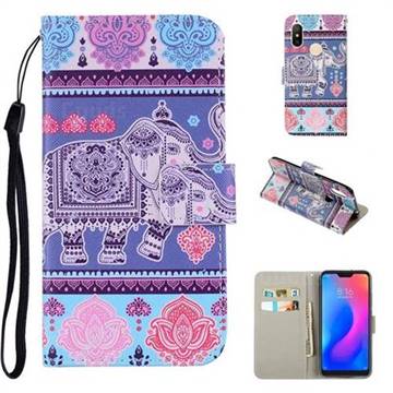 Totem Elephant PU Leather Wallet Phone Case Cover for Xiaomi Mi A2 Lite (Redmi 6 Pro)