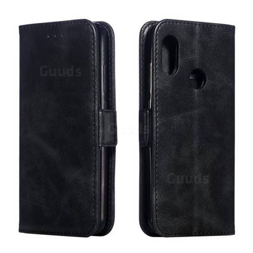 Retro Classic Calf Pattern Leather Wallet Phone Case for Xiaomi Mi A2 Lite (Redmi 6 Pro) - Black