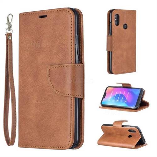 Classic Sheepskin PU Leather Phone Wallet Case for Xiaomi Mi A2 Lite (Redmi 6 Pro) - Brown