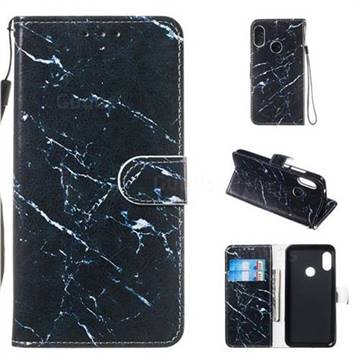 Black Marble Smooth Leather Phone Wallet Case for Xiaomi Mi A2 Lite (Redmi 6 Pro)