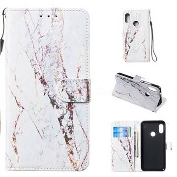 White Marble Smooth Leather Phone Wallet Case for Xiaomi Mi A2 Lite (Redmi 6 Pro)