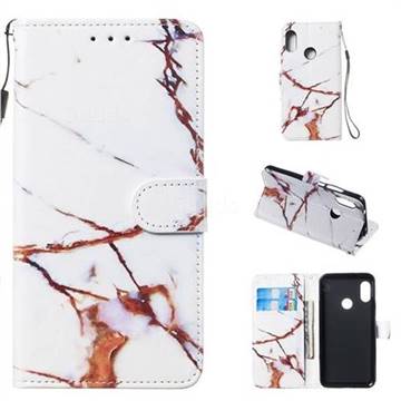 Platinum Marble Smooth Leather Phone Wallet Case for Xiaomi Mi A2 Lite (Redmi 6 Pro)