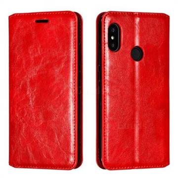Retro Slim Magnetic Crazy Horse PU Leather Wallet Case for Xiaomi Mi A2 Lite (Redmi 6 Pro) - Red