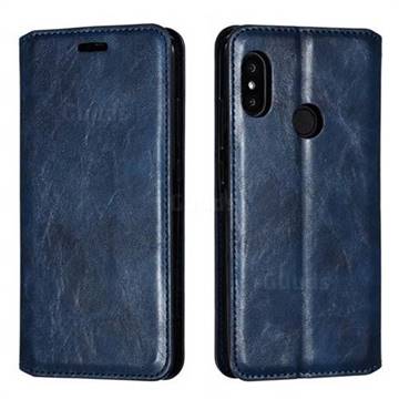 Retro Slim Magnetic Crazy Horse PU Leather Wallet Case for Xiaomi Mi A2 Lite (Redmi 6 Pro) - Blue