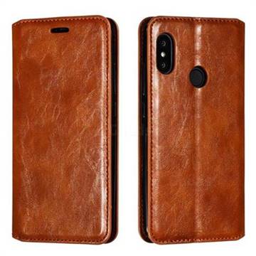 Retro Slim Magnetic Crazy Horse PU Leather Wallet Case for Xiaomi Mi A2 Lite (Redmi 6 Pro) - Brown