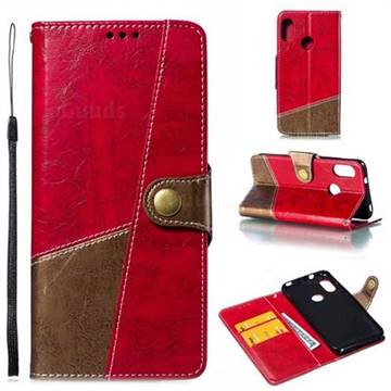 Retro Magnetic Stitching Wallet Flip Cover for Xiaomi Mi A2 Lite (Redmi 6 Pro) - Rose Red