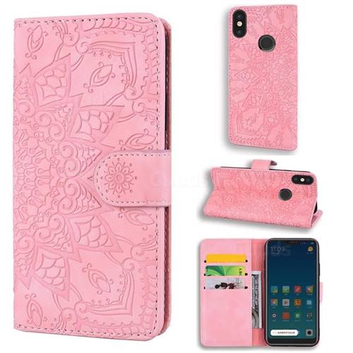 Retro Embossing Mandala Flower Leather Wallet Case for Xiaomi Mi A2 Lite (Redmi 6 Pro) - Pink