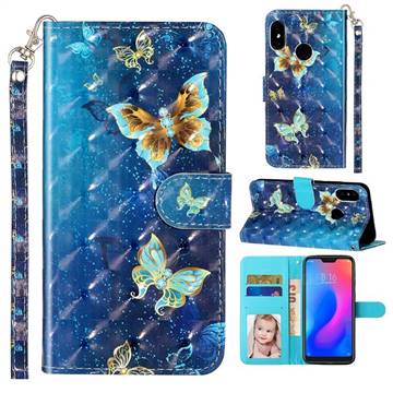 Rankine Butterfly 3D Leather Phone Holster Wallet Case for Xiaomi Mi A2 Lite (Redmi 6 Pro)