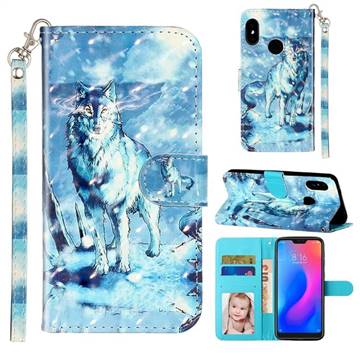 Snow Wolf 3D Leather Phone Holster Wallet Case for Xiaomi Mi A2 Lite (Redmi 6 Pro)