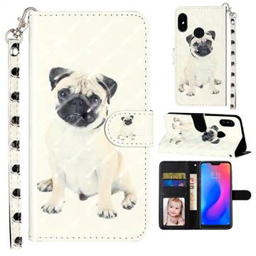Pug Dog 3D Leather Phone Holster Wallet Case for Xiaomi Mi A2 Lite (Redmi 6 Pro)