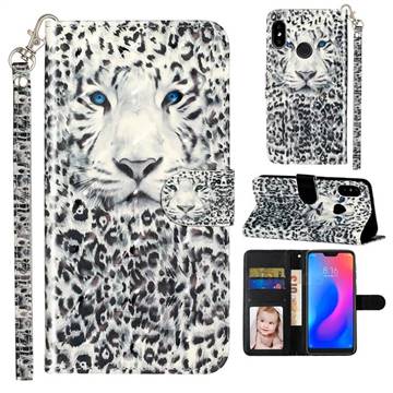 White Leopard 3D Leather Phone Holster Wallet Case for Xiaomi Mi A2 Lite (Redmi 6 Pro)