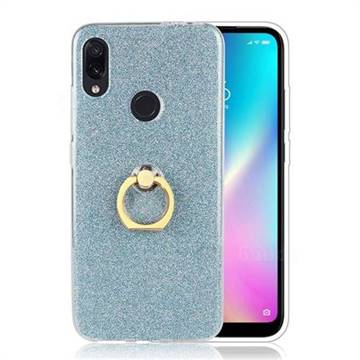 Luxury Soft TPU Glitter Back Ring Cover with 360 Rotate Finger Holder Buckle for Mi Xiaomi Redmi 7 - Blue