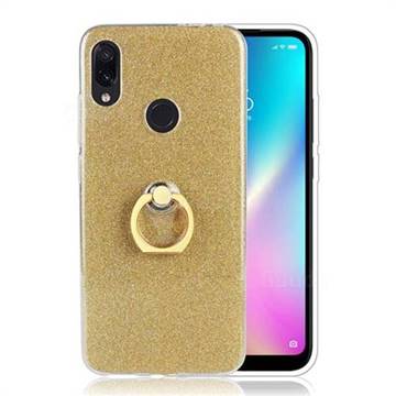 Luxury Soft TPU Glitter Back Ring Cover with 360 Rotate Finger Holder Buckle for Mi Xiaomi Redmi 7 - Golden
