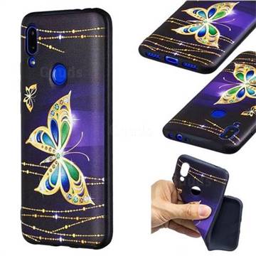 Golden Shining Butterfly 3D Embossed Relief Black Soft Back Cover for Mi Xiaomi Redmi 7