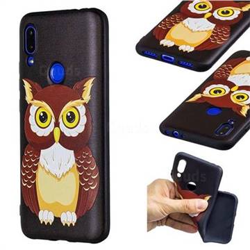 Big Owl 3D Embossed Relief Black Soft Back Cover for Mi Xiaomi Redmi 7