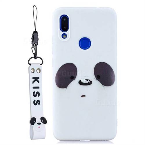 White Feather Panda Soft Kiss Candy Hand Strap Silicone Case for Mi Xiaomi Redmi 7