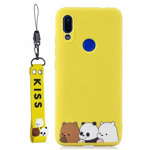 Yellow Bear Family Soft Kiss Candy Hand Strap Silicone Case for Mi Xiaomi Redmi 7