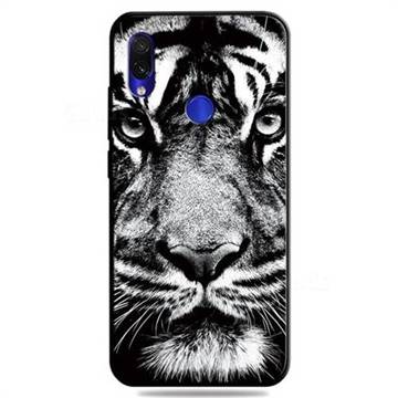 White Tiger 3D Embossed Relief Black TPU Cell Phone Back Cover for Mi Xiaomi Redmi 7