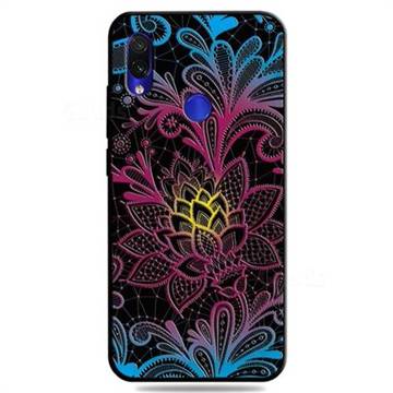 Colorful Lace 3D Embossed Relief Black TPU Cell Phone Back Cover for Mi Xiaomi Redmi 7